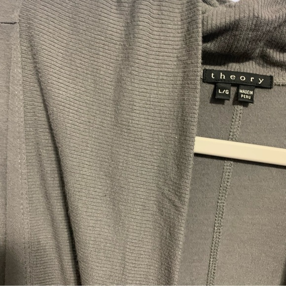 Theory Gray Lightweight Drape Front Long Sleeves Cardigan - Picture 3 of 6